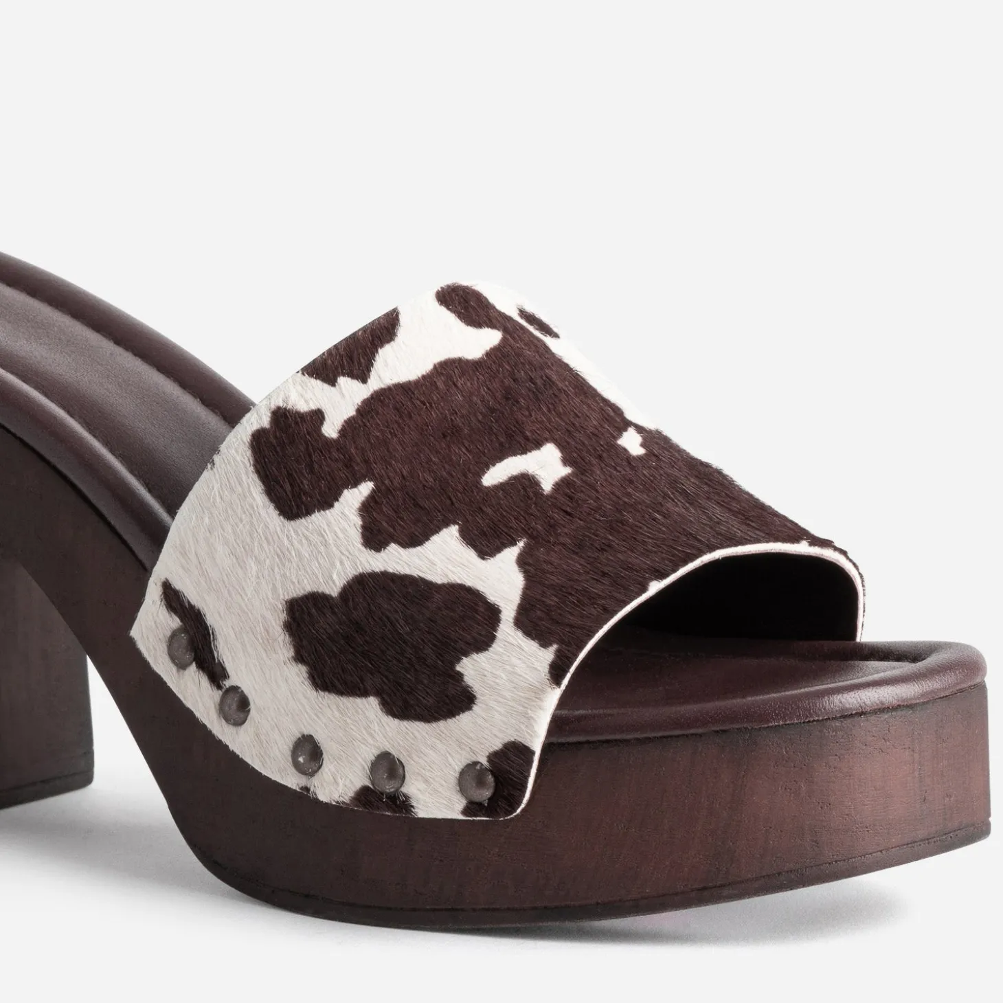 Mule à talon TEXTO marron motif vache