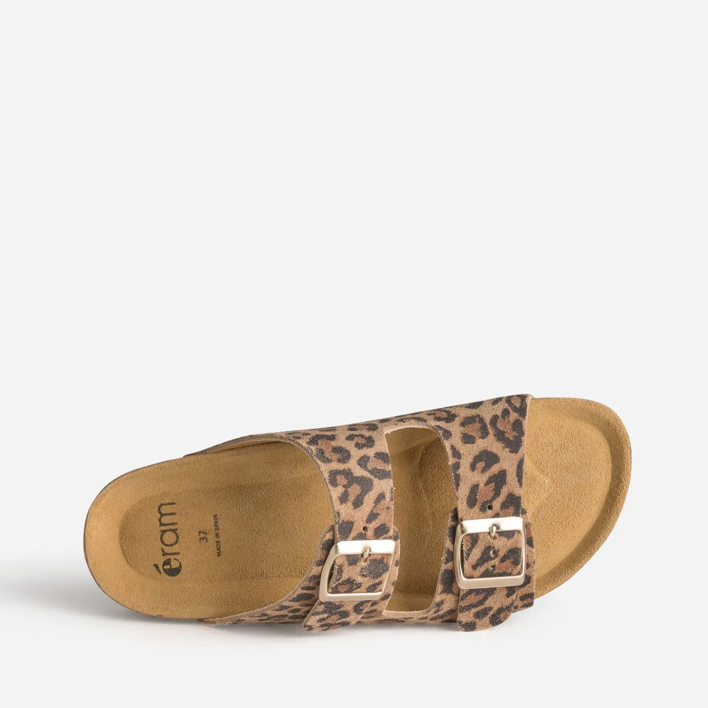 Mule anatomique beige cuir velours effet léopard