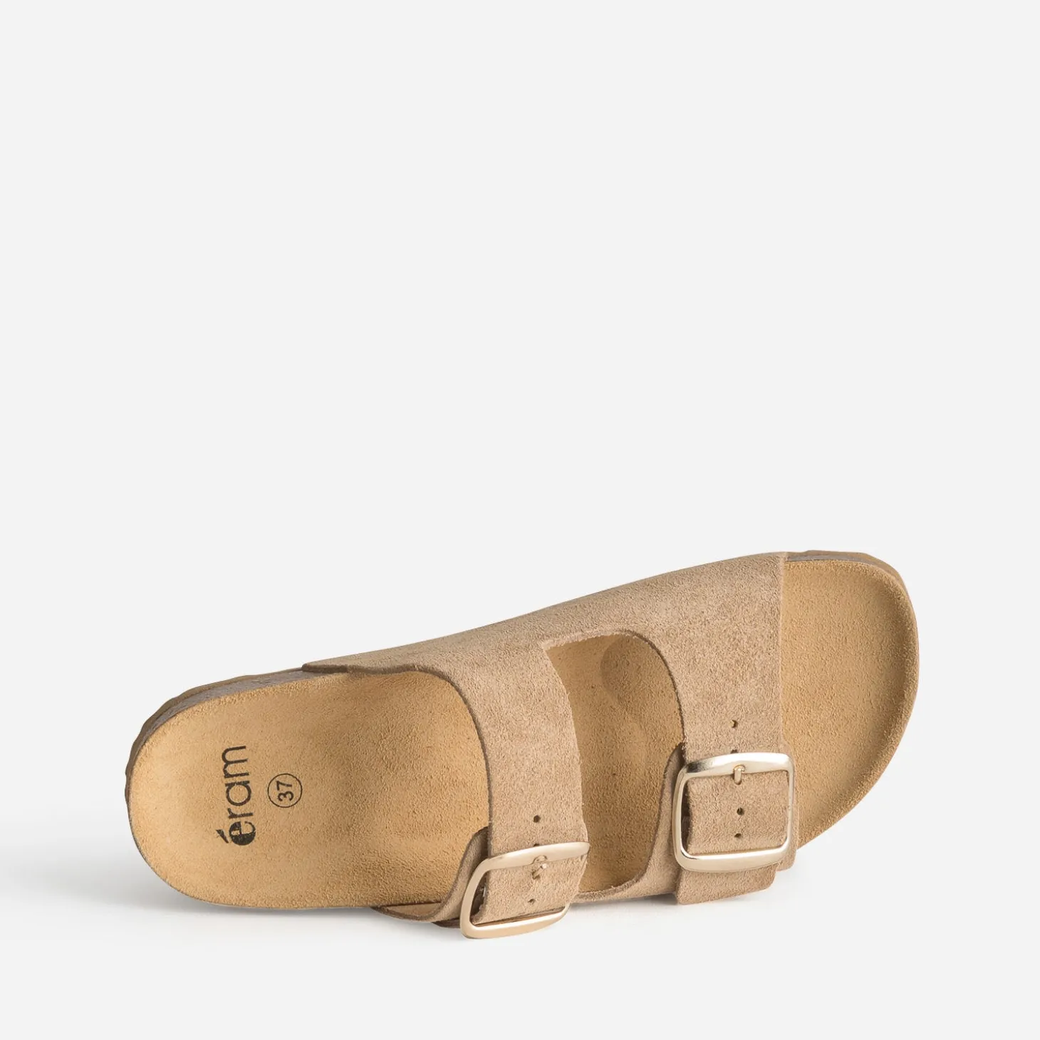 Mule anatomique beige cuir velours à plateforme