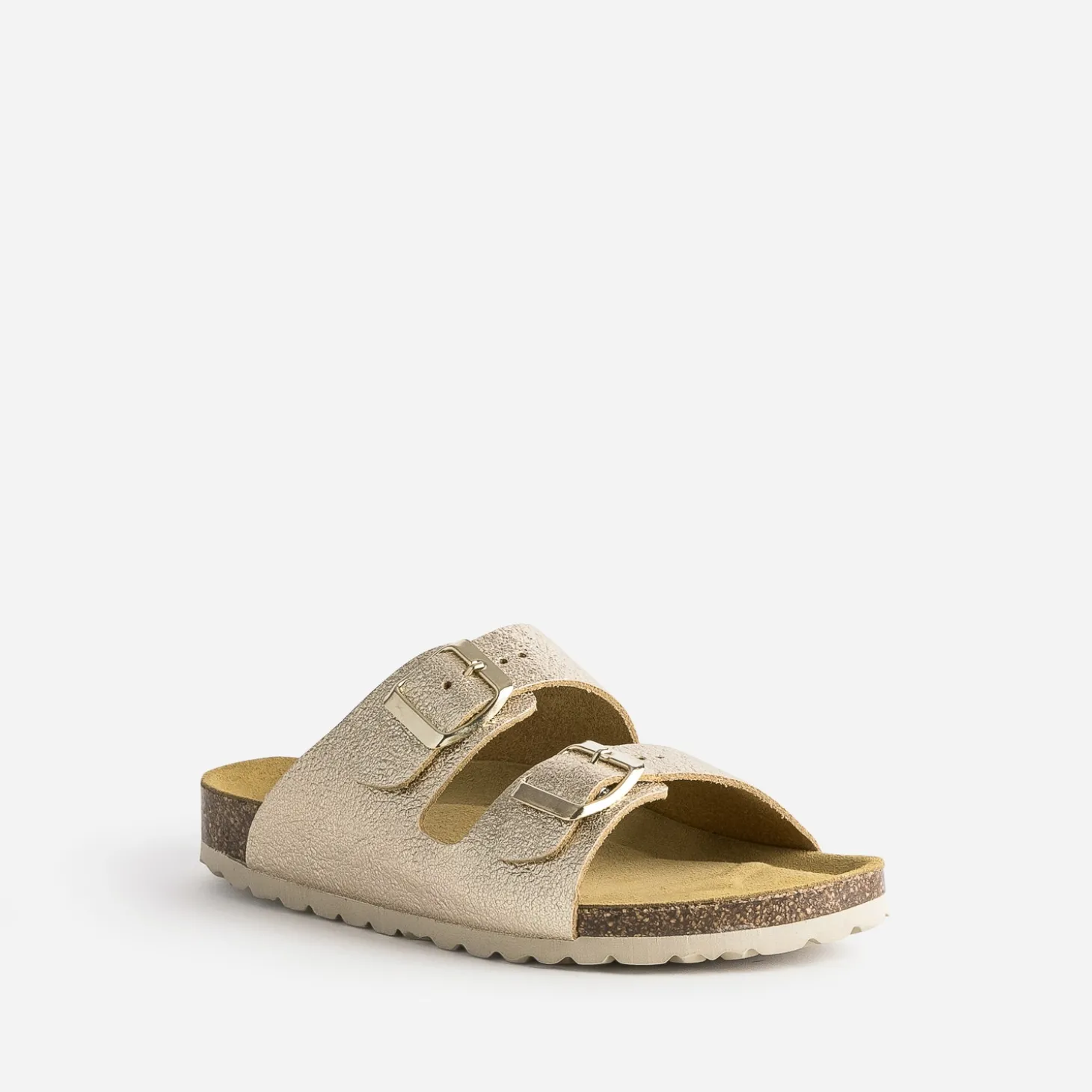 Mule anatomique dorée en cuir froissé éco-conçu