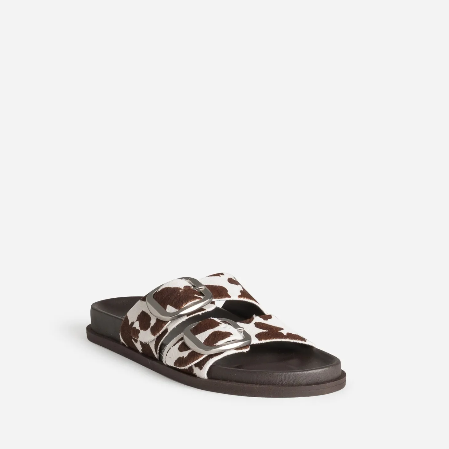 Mule anatomique TEXTO marron cuir motif vache