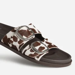 Mule anatomique TEXTO marron cuir motif vache