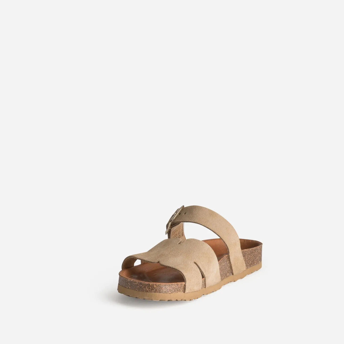 Mule beige cuir velours double bride