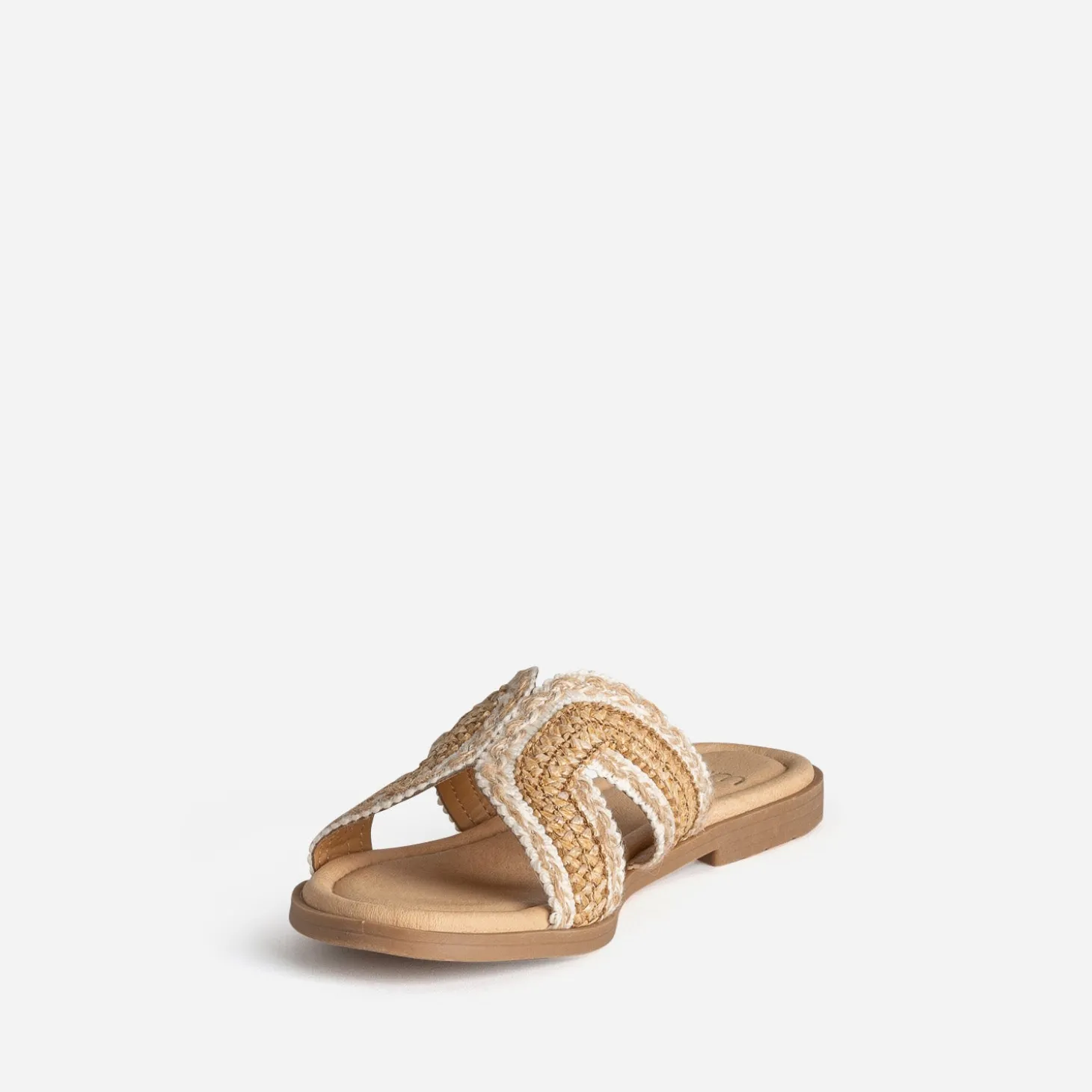 Mule beige raphia tressé