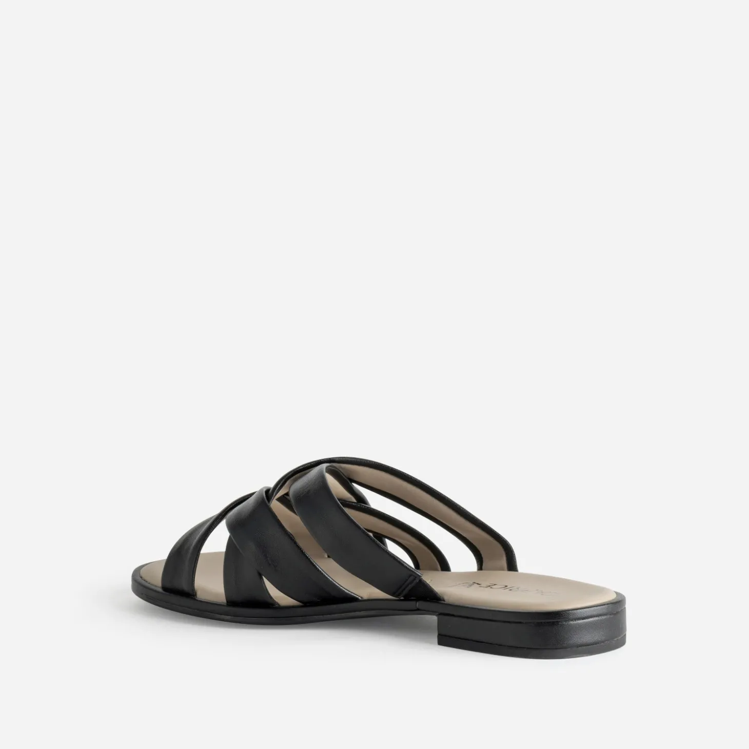 Mule CAPRICE noire cuir brides souples