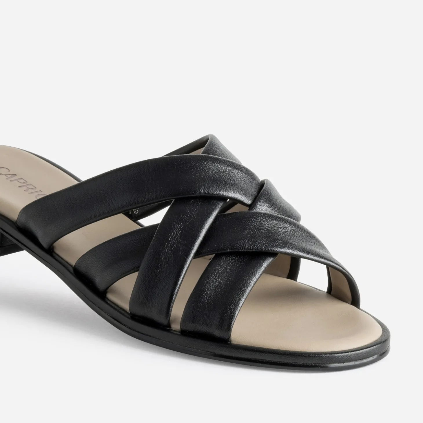 Mule CAPRICE noire cuir brides souples