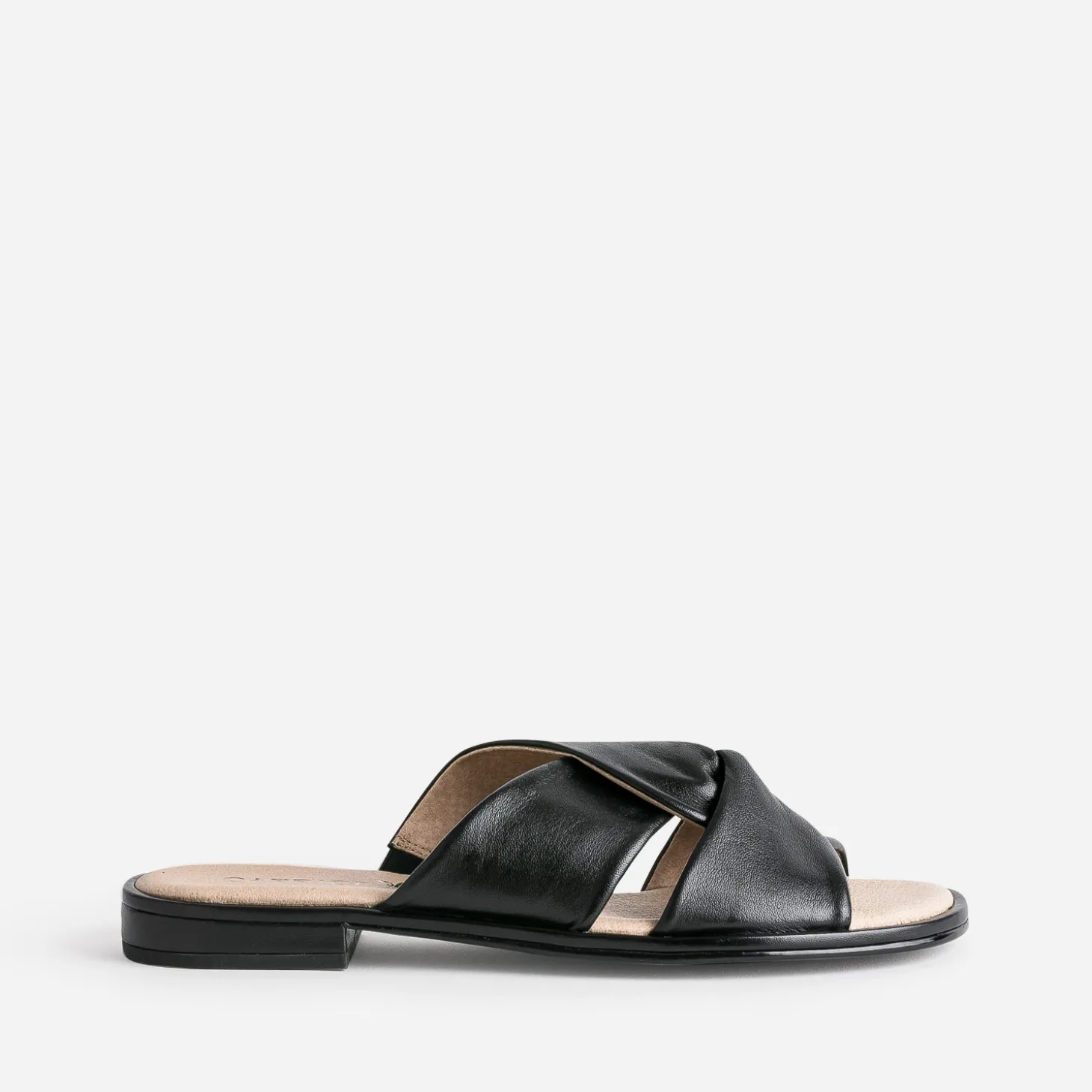 Mule CAPRICE noire en cuir à brides croisées