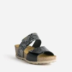 Mule FRANCE ARNO noir et effet python cuir