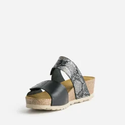 Mule FRANCE ARNO noir et effet python cuir