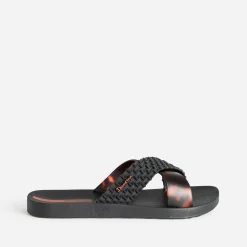 Mule IPANEMA noire et écaille détail tresse