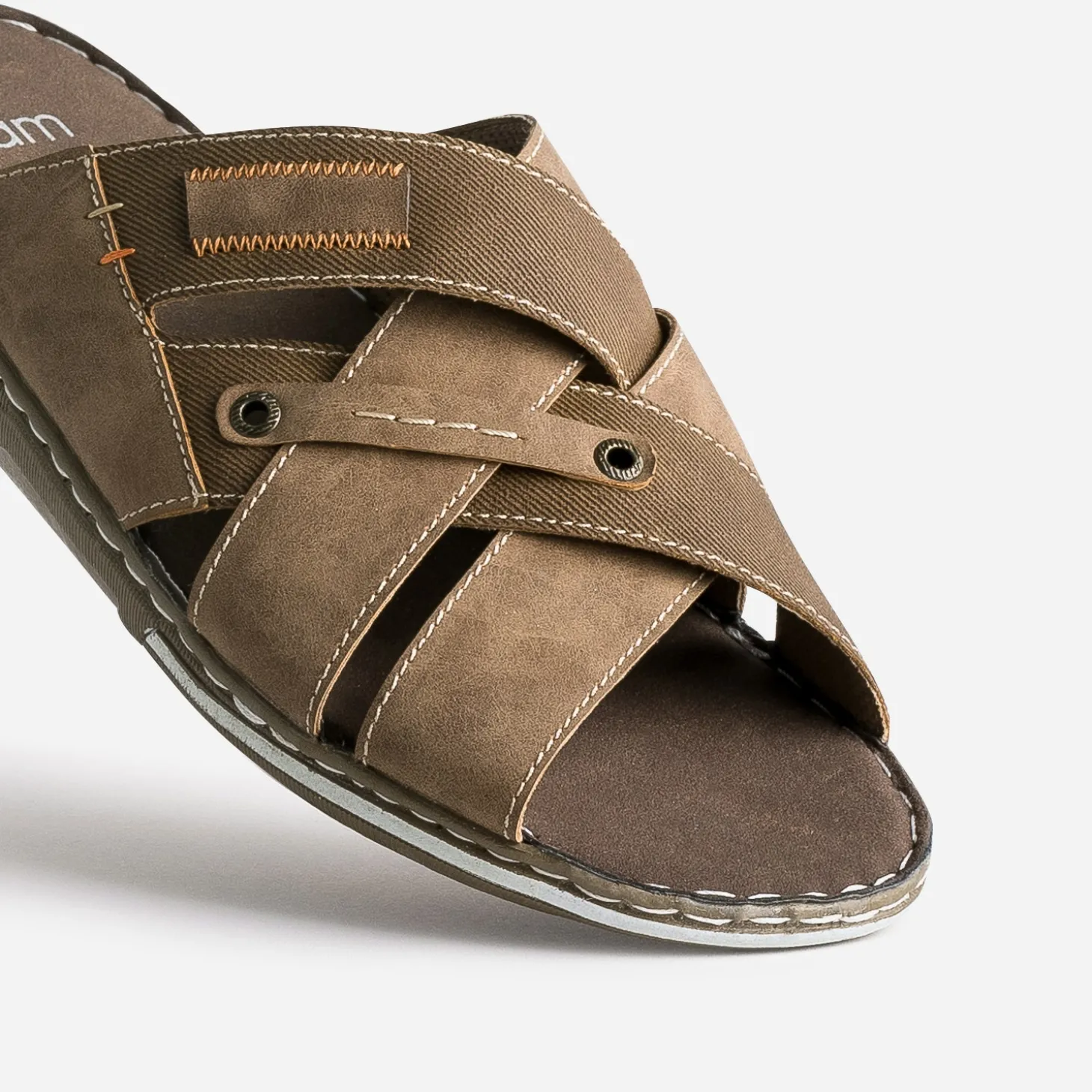 Mule marron bi matière