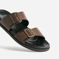Mule marron en cuir