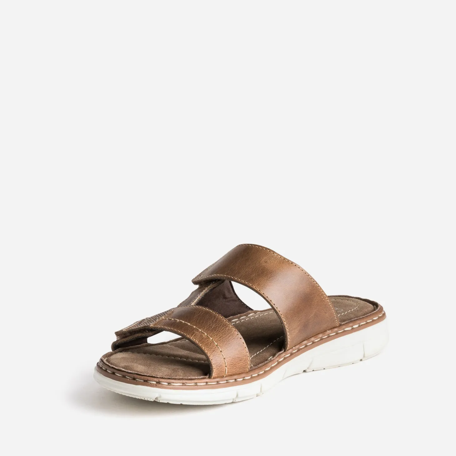 Mule marron en cuir à scratchs