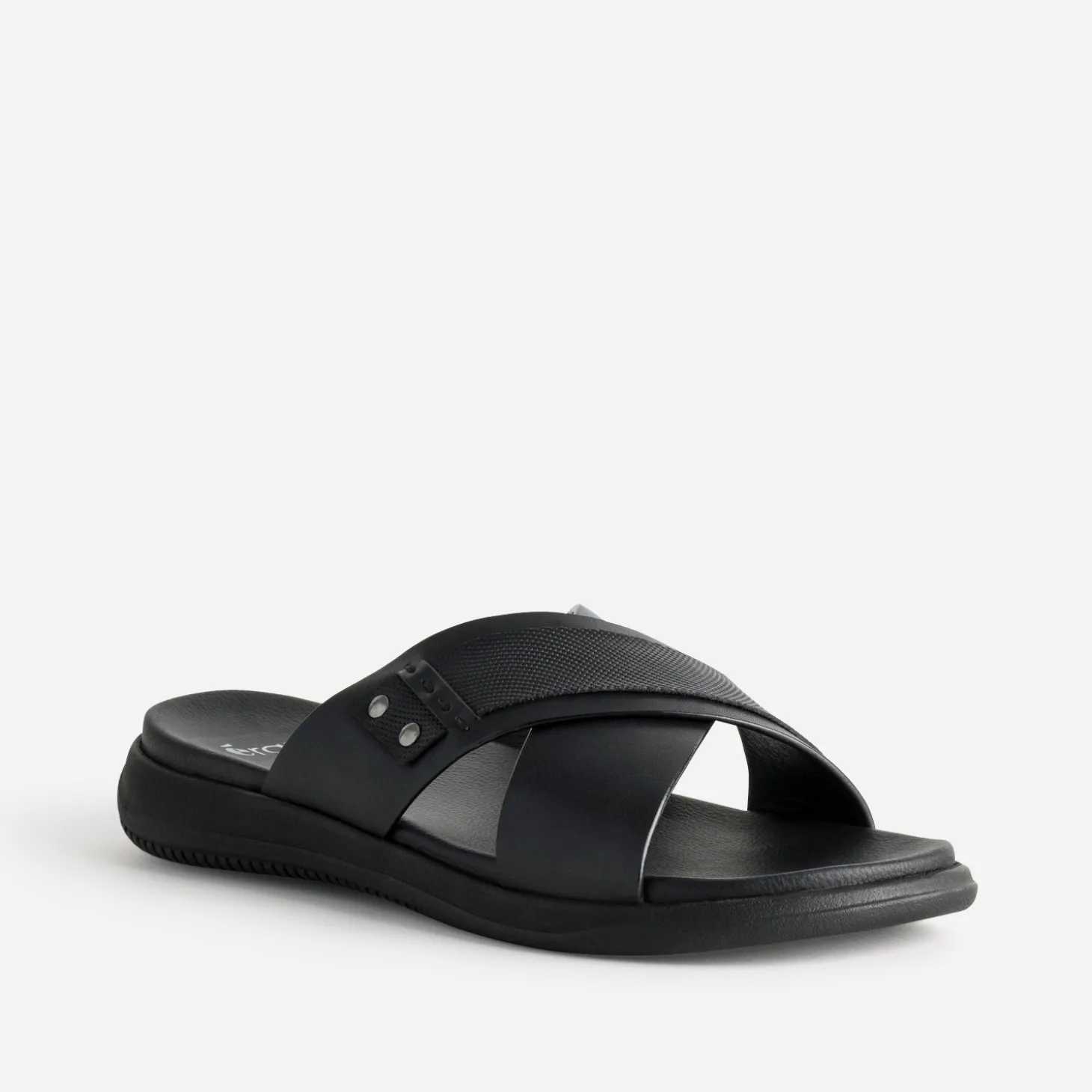 Mule noire cuir brides croisées