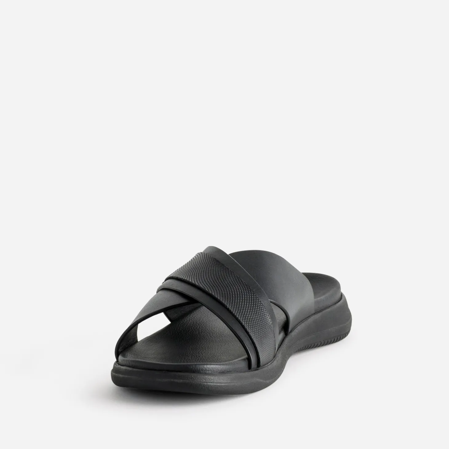 Mule noire cuir brides croisées