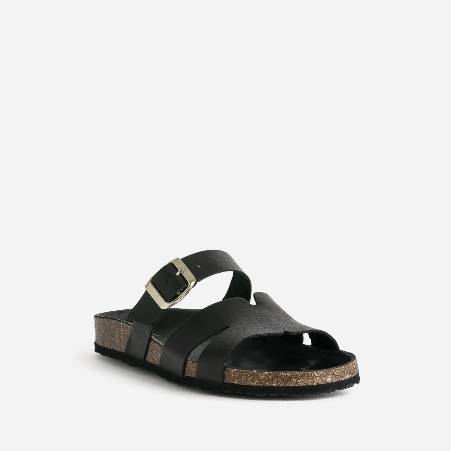 Mule noire cuir double bride
