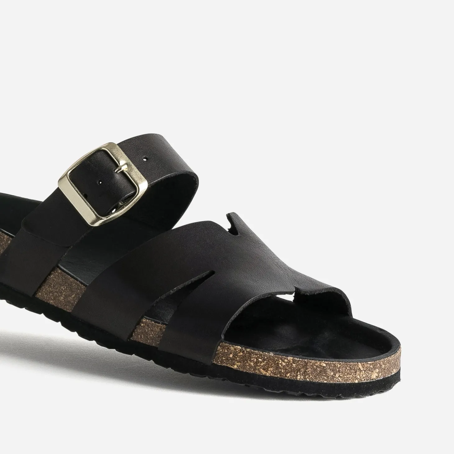 Mule noire cuir double bride