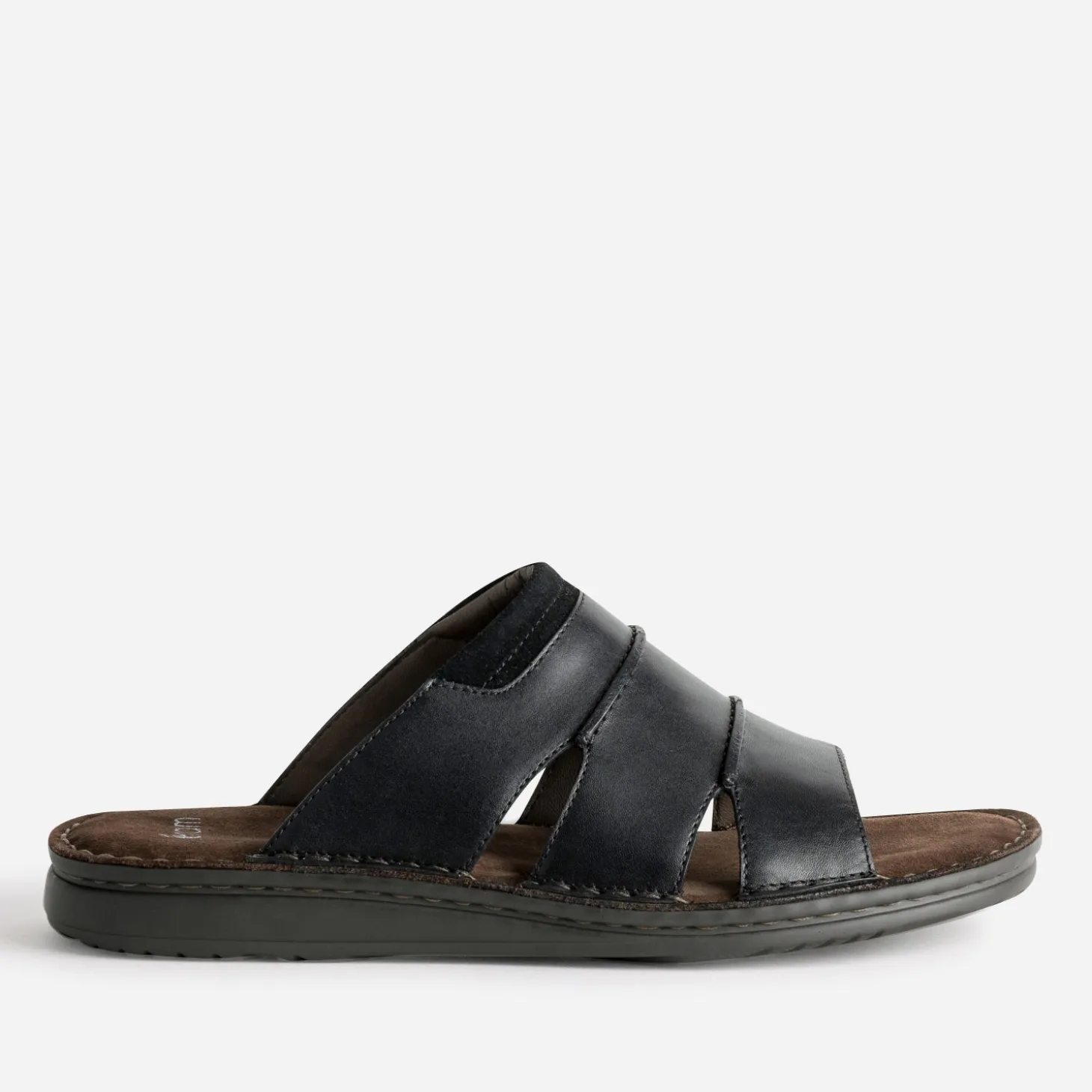 Mule noire cuir semelle cuir velours marron