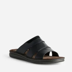 Mule noire cuir semelle cuir velours marron