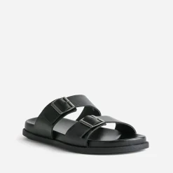 Mule noire en cuir