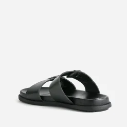 Mule noire en cuir