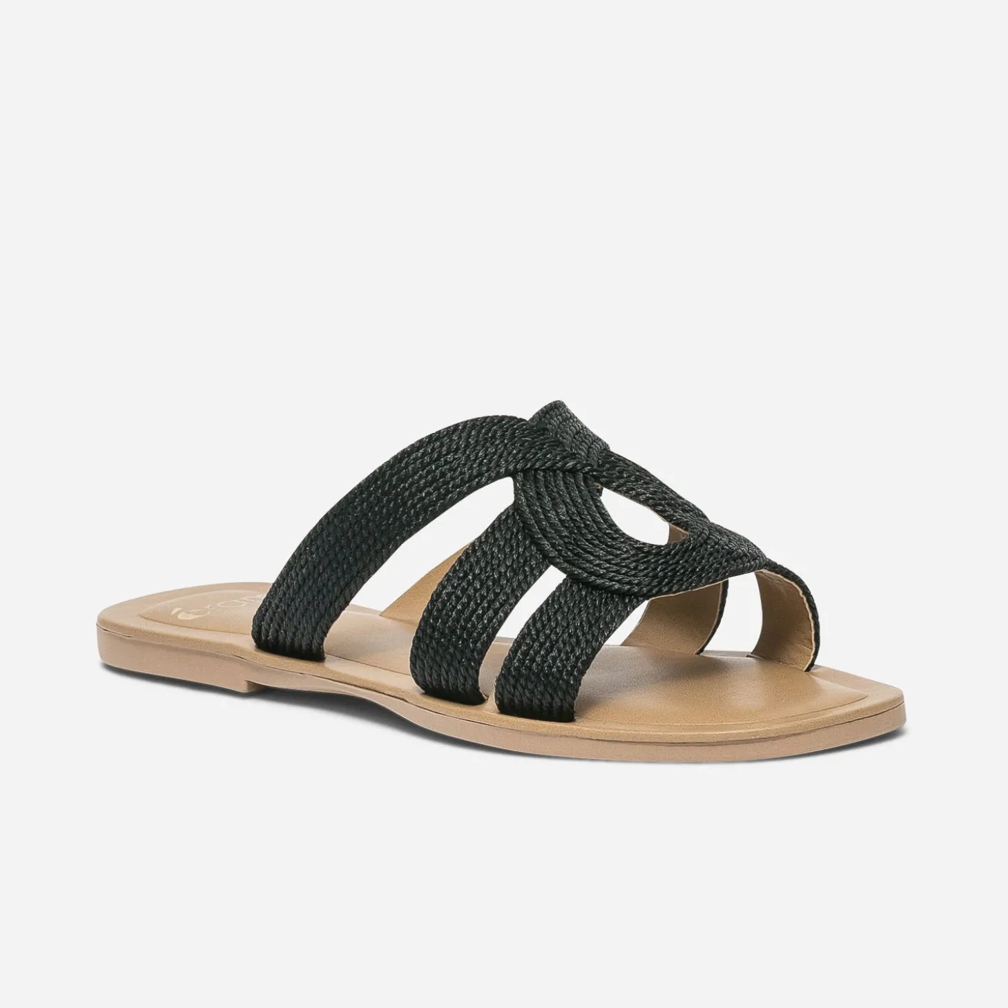Mule noire en textile tressé