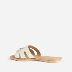 Mule or en cuir grainé