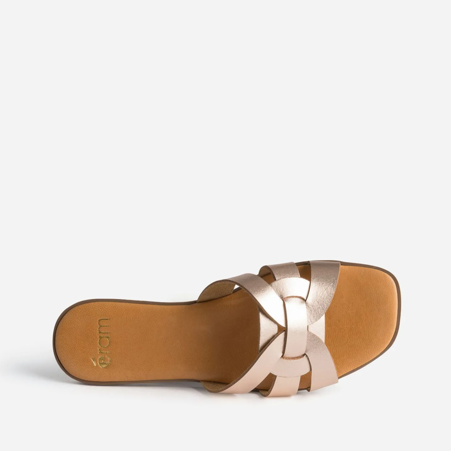 Mule rose cuivré en cuir