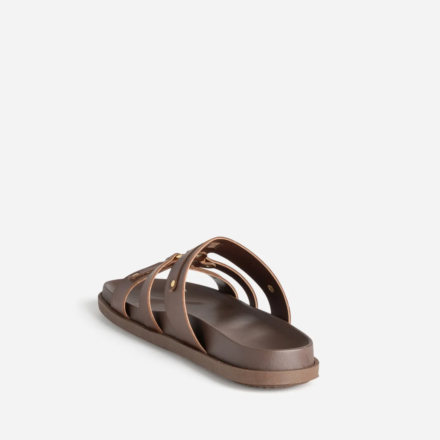 Mule TEXTO marron cuir décor clous