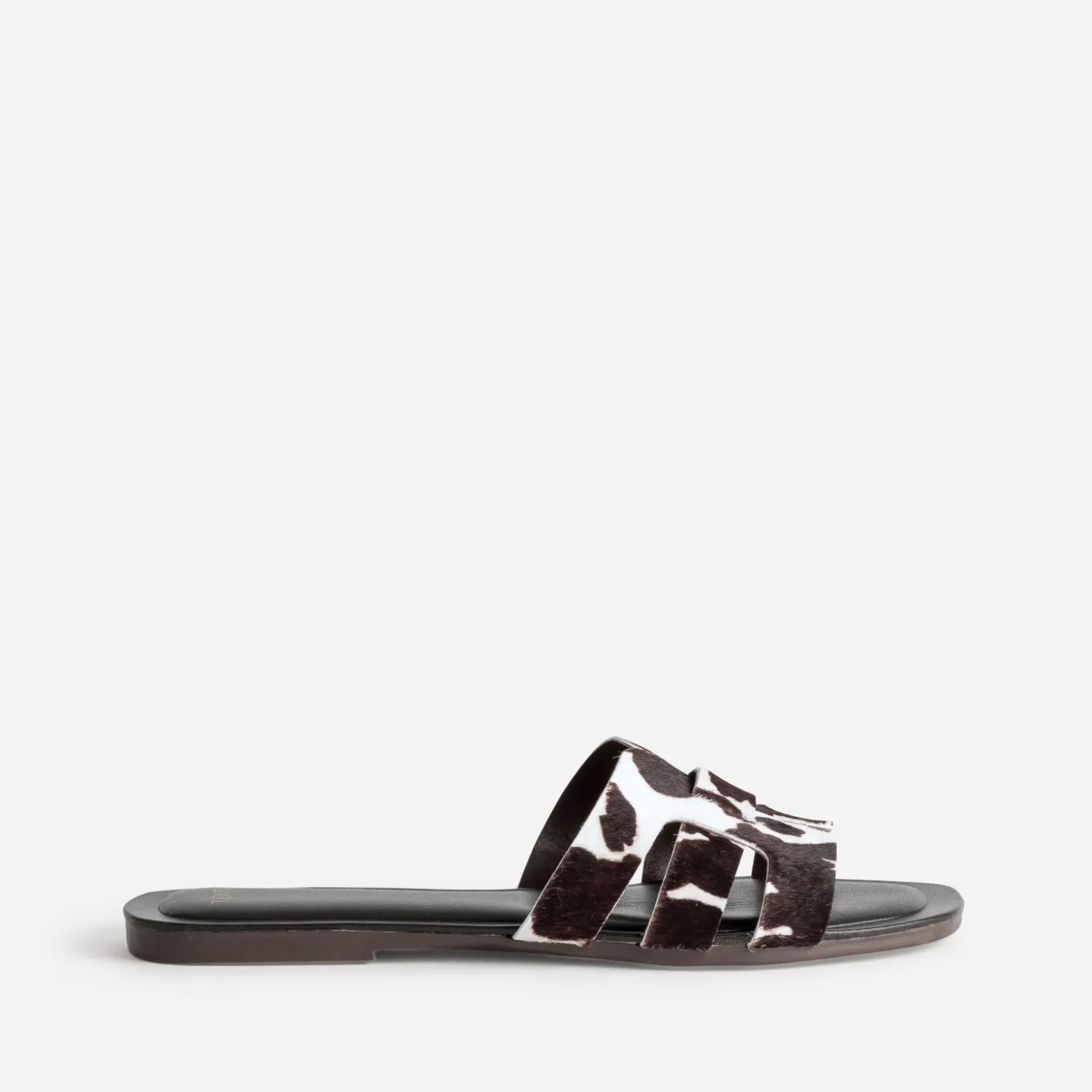 Mule TEXTO marron cuir motif vache