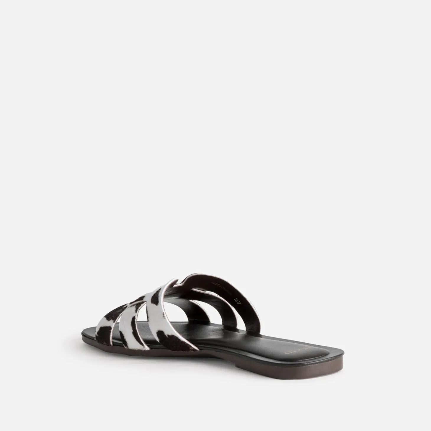Mule TEXTO marron cuir motif vache