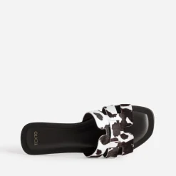 Mule TEXTO marron cuir motif vache