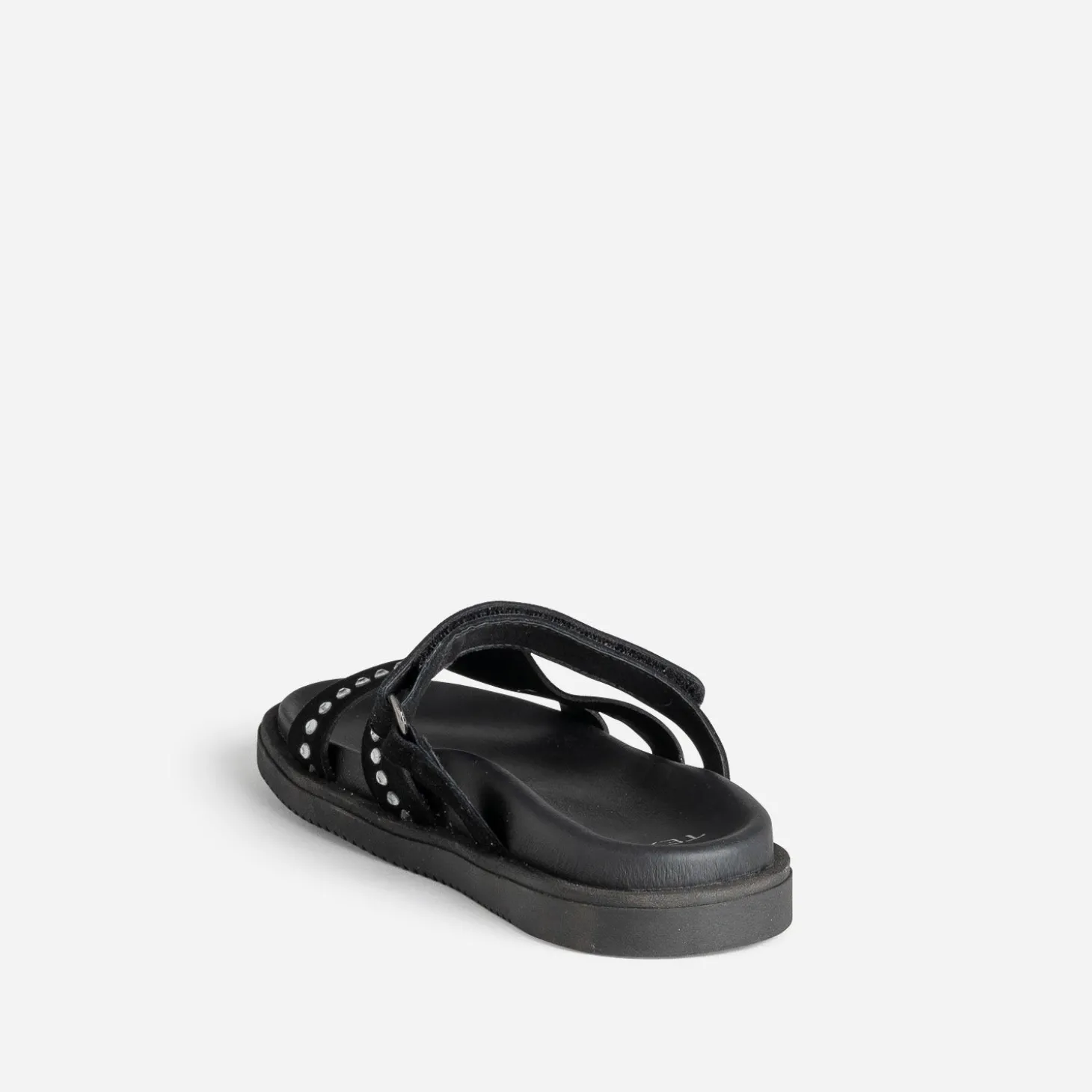 Mule TEXTO noire cuir velours décor strass