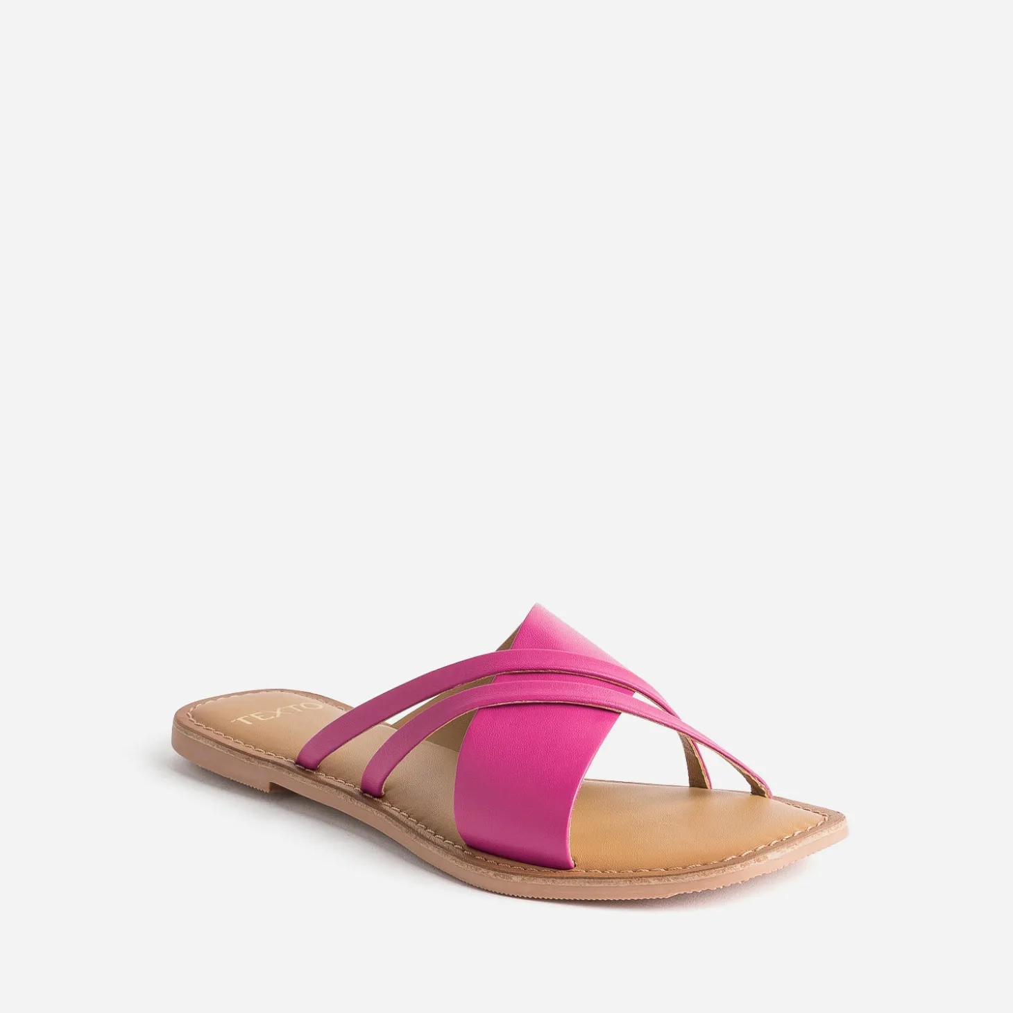 Mule TEXTO rose en cuir à brides fantaisie