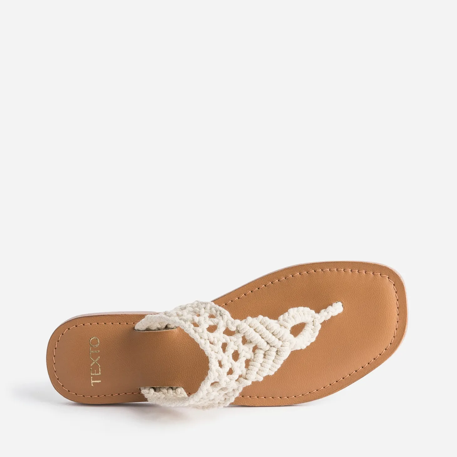 Mule-tong TEXTO beige en macramé