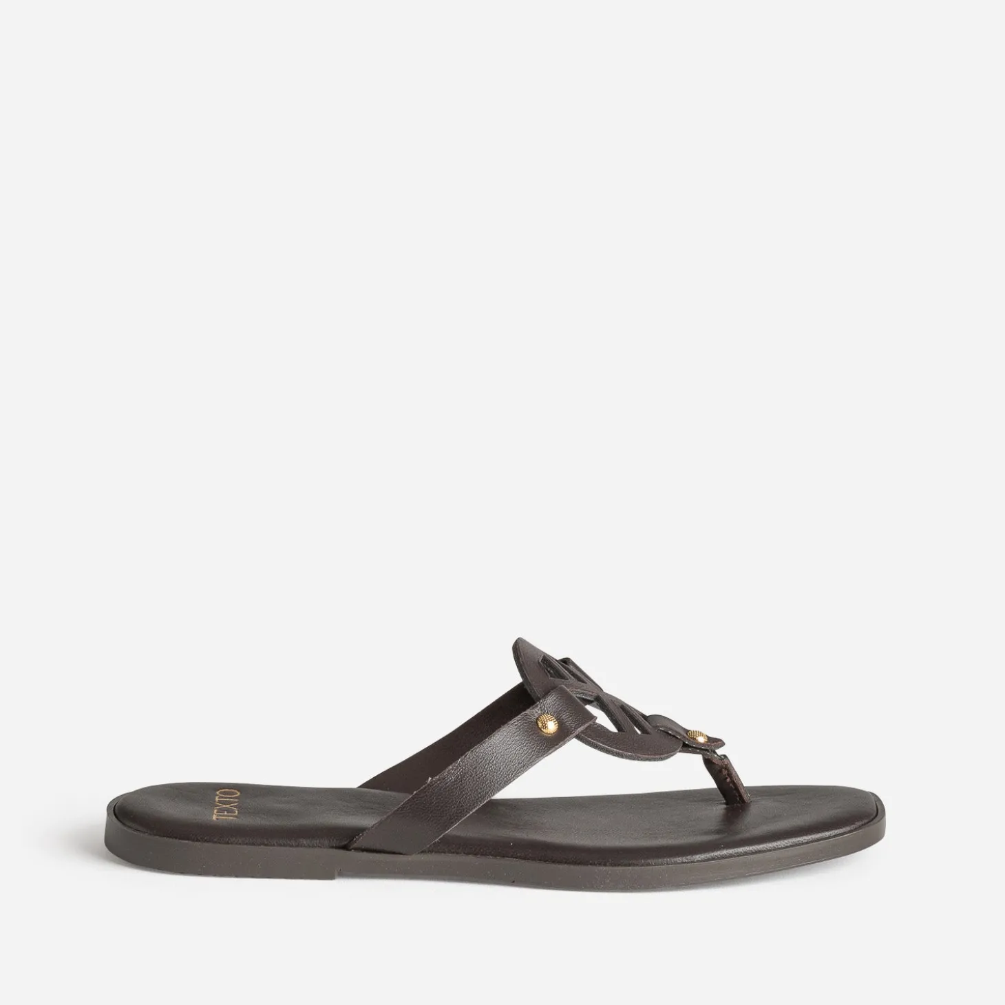 Mule-tong TEXTO marron cuir