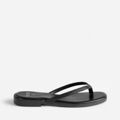 Mule-tong TEXTO noire brides strassées