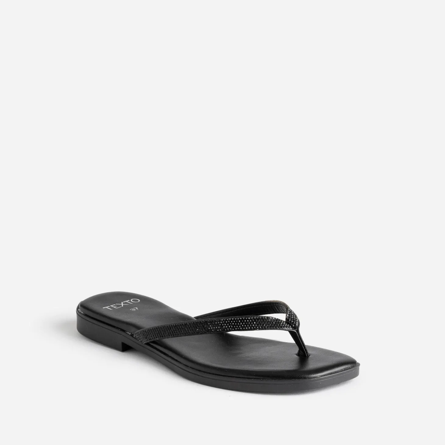Mule-tong TEXTO noire brides strassées