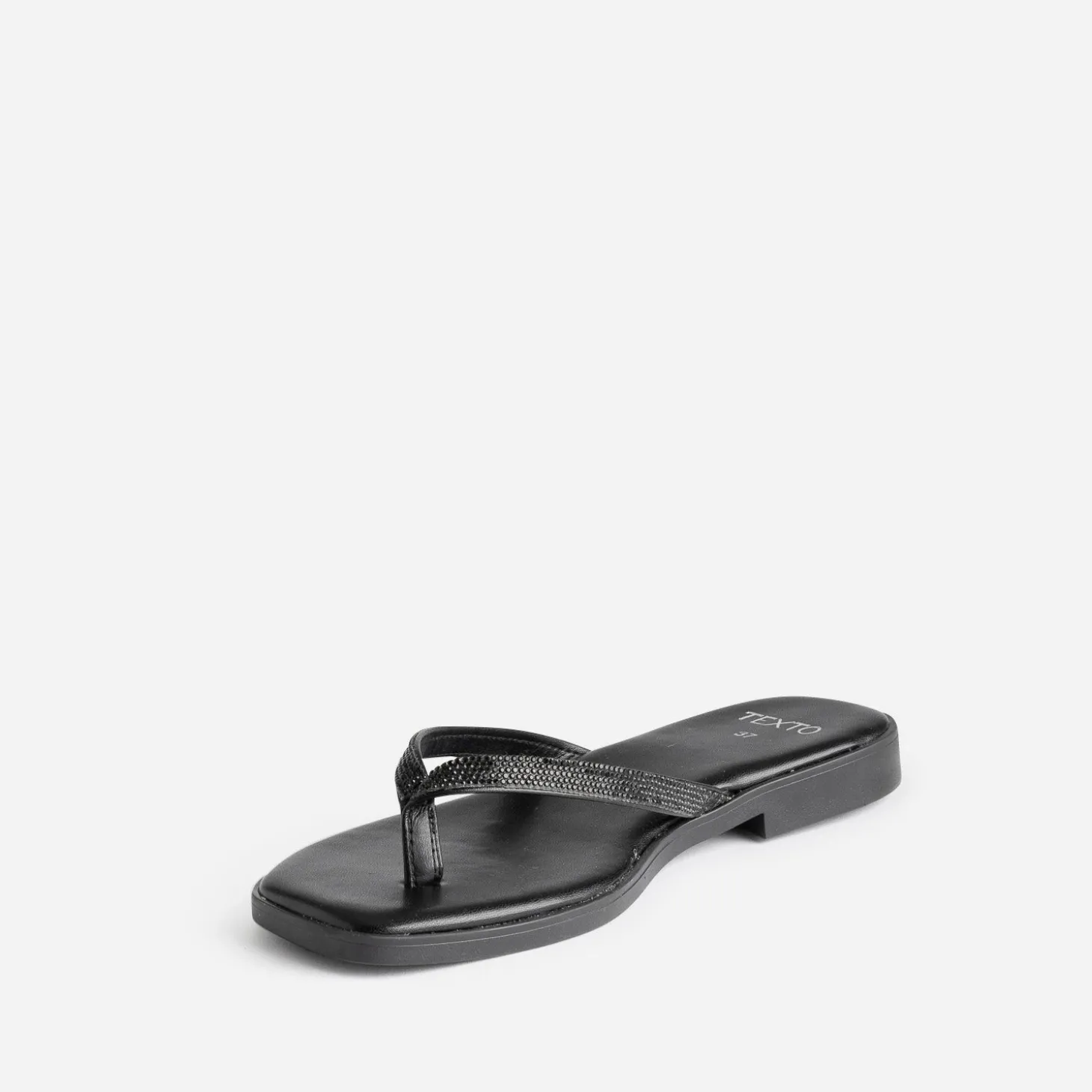 Mule-tong TEXTO noire brides strassées