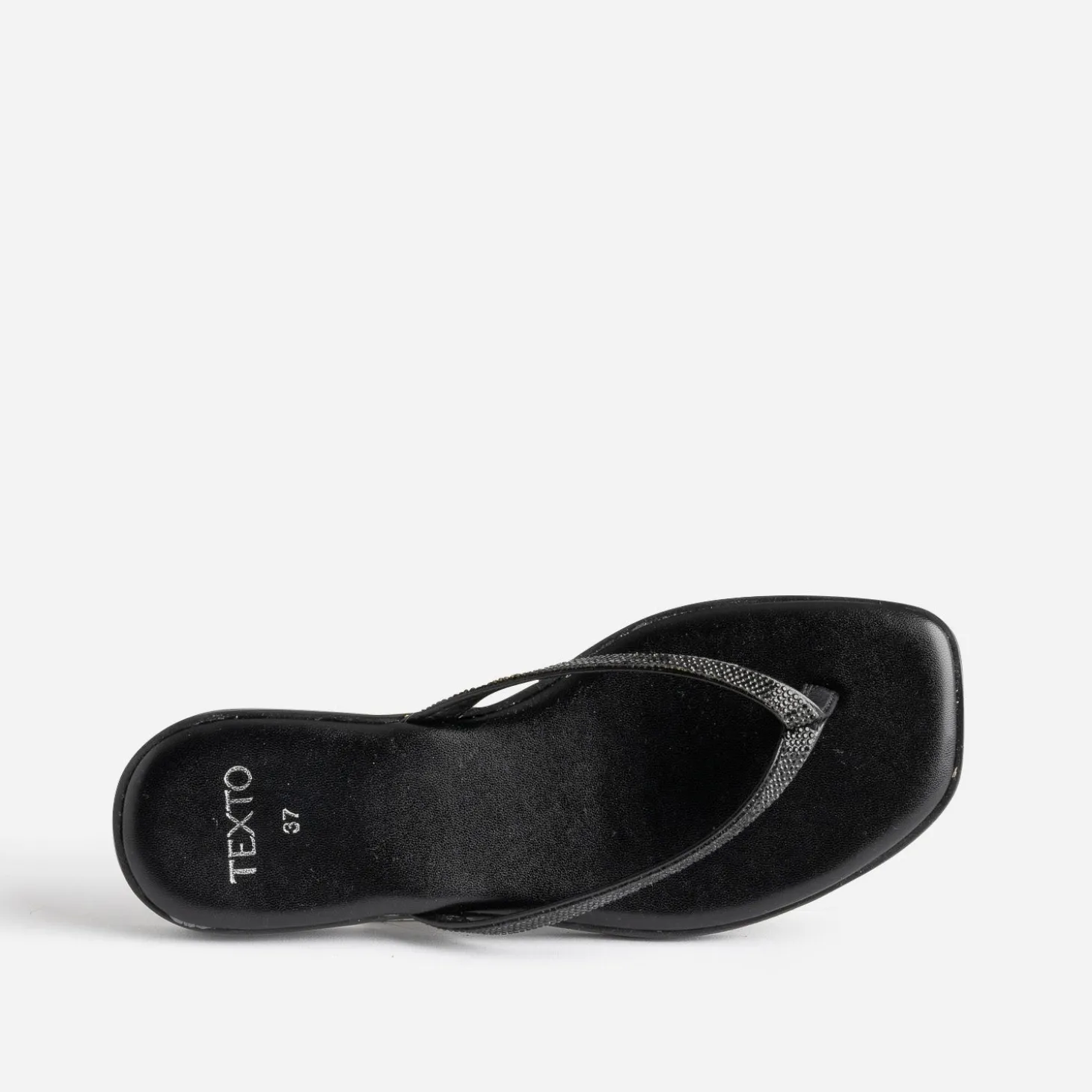Mule-tong TEXTO noire brides strassées