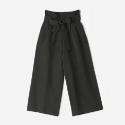 Pantalon taille haute TEXTO noir cropped et large
