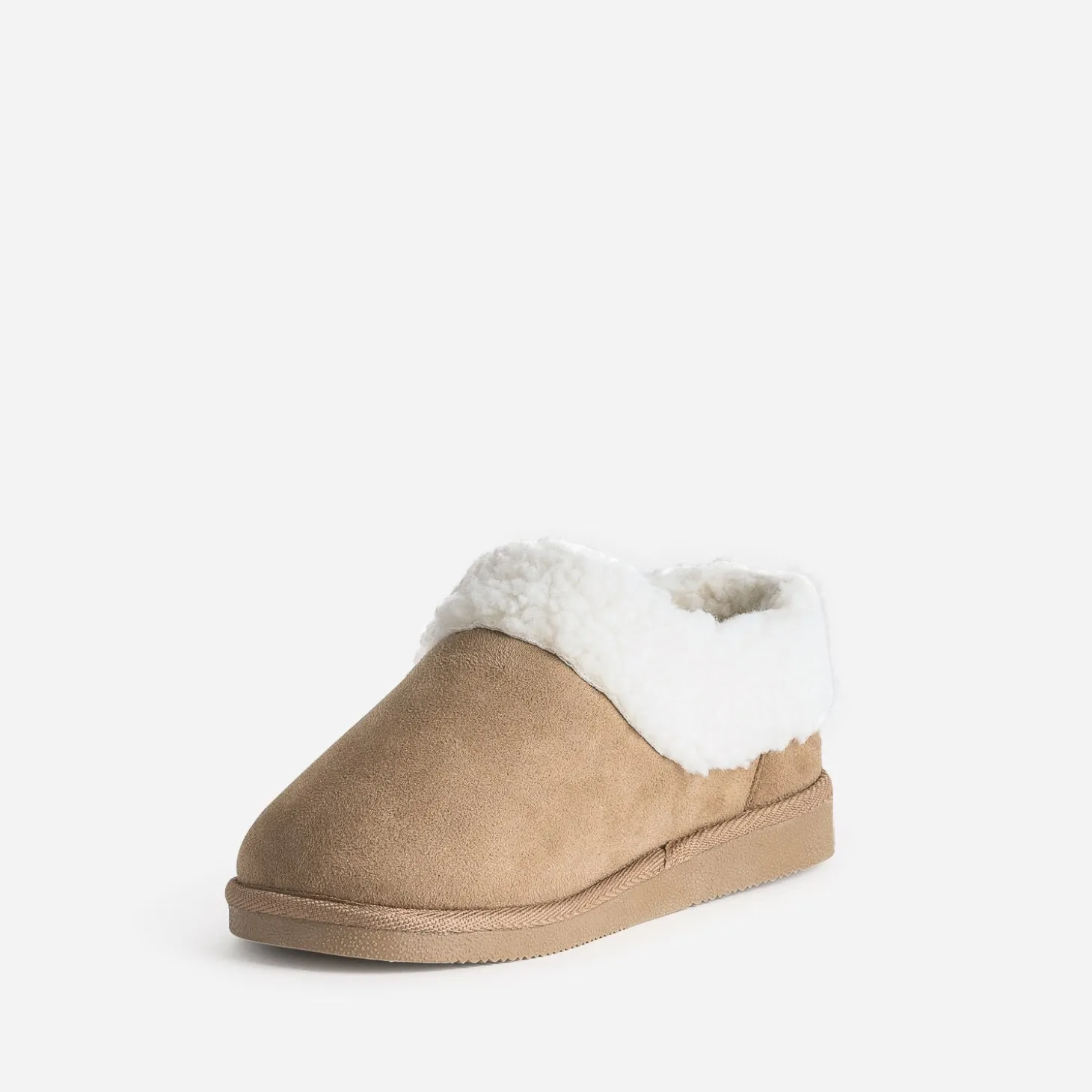 Pantoufle camel fourrée
