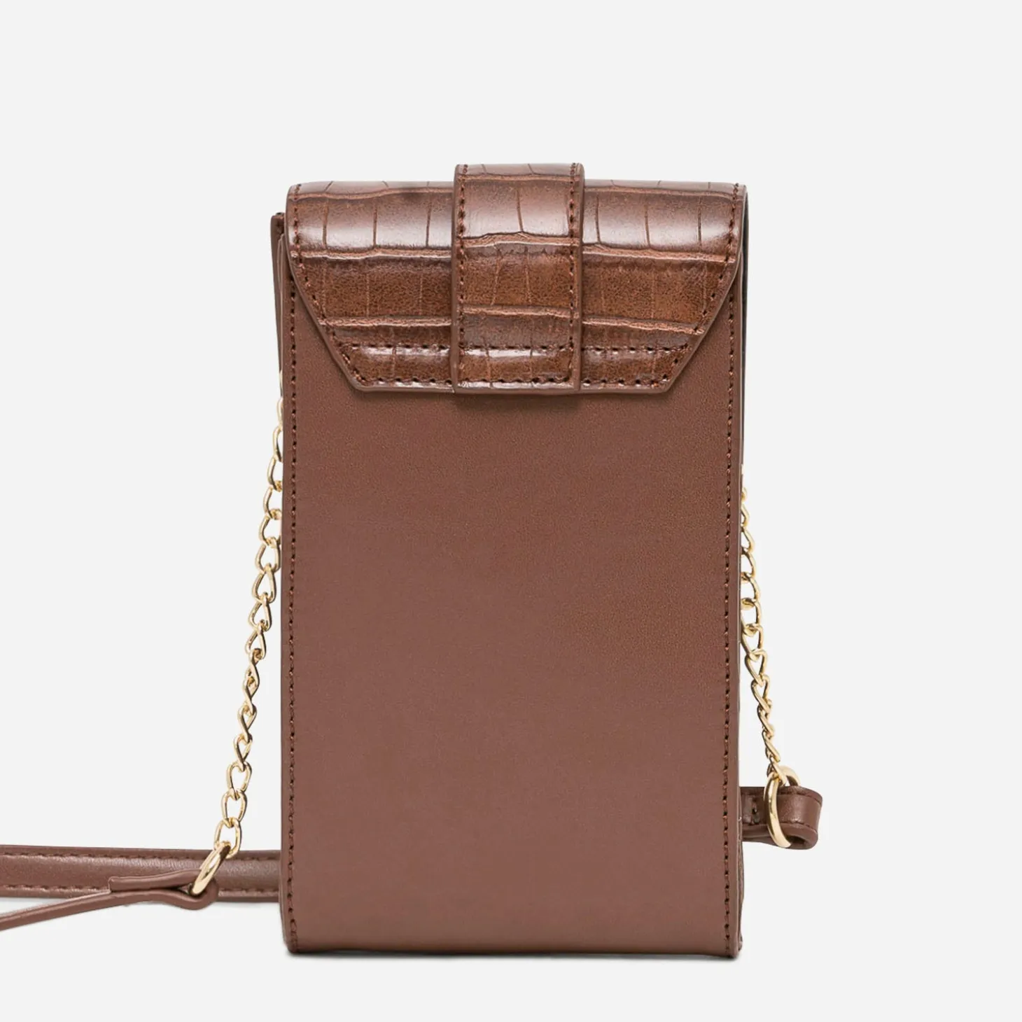 Pochette à téléphone cognac avec embossage