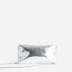 Pochette argentée maxi nœud