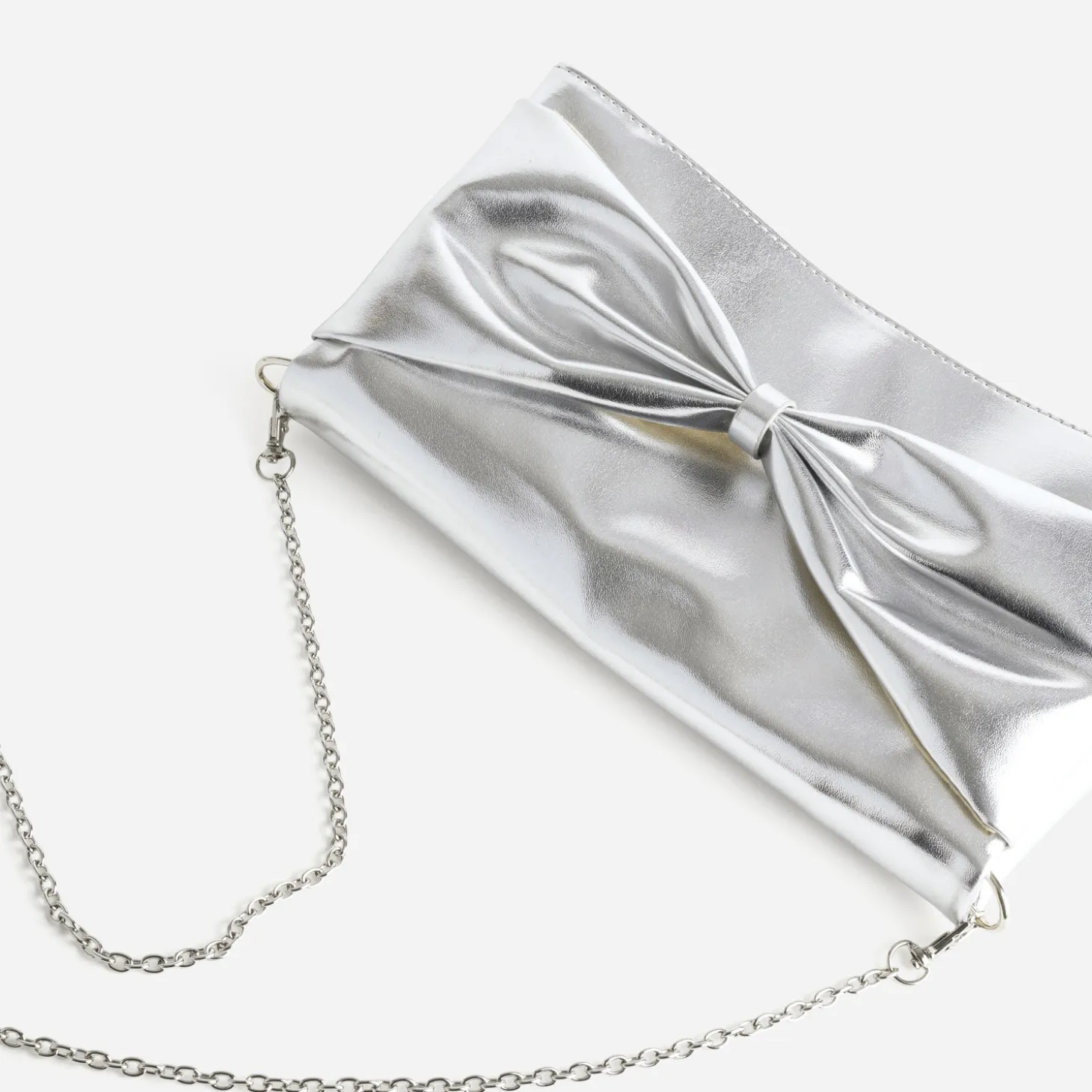 Pochette argentée maxi nœud