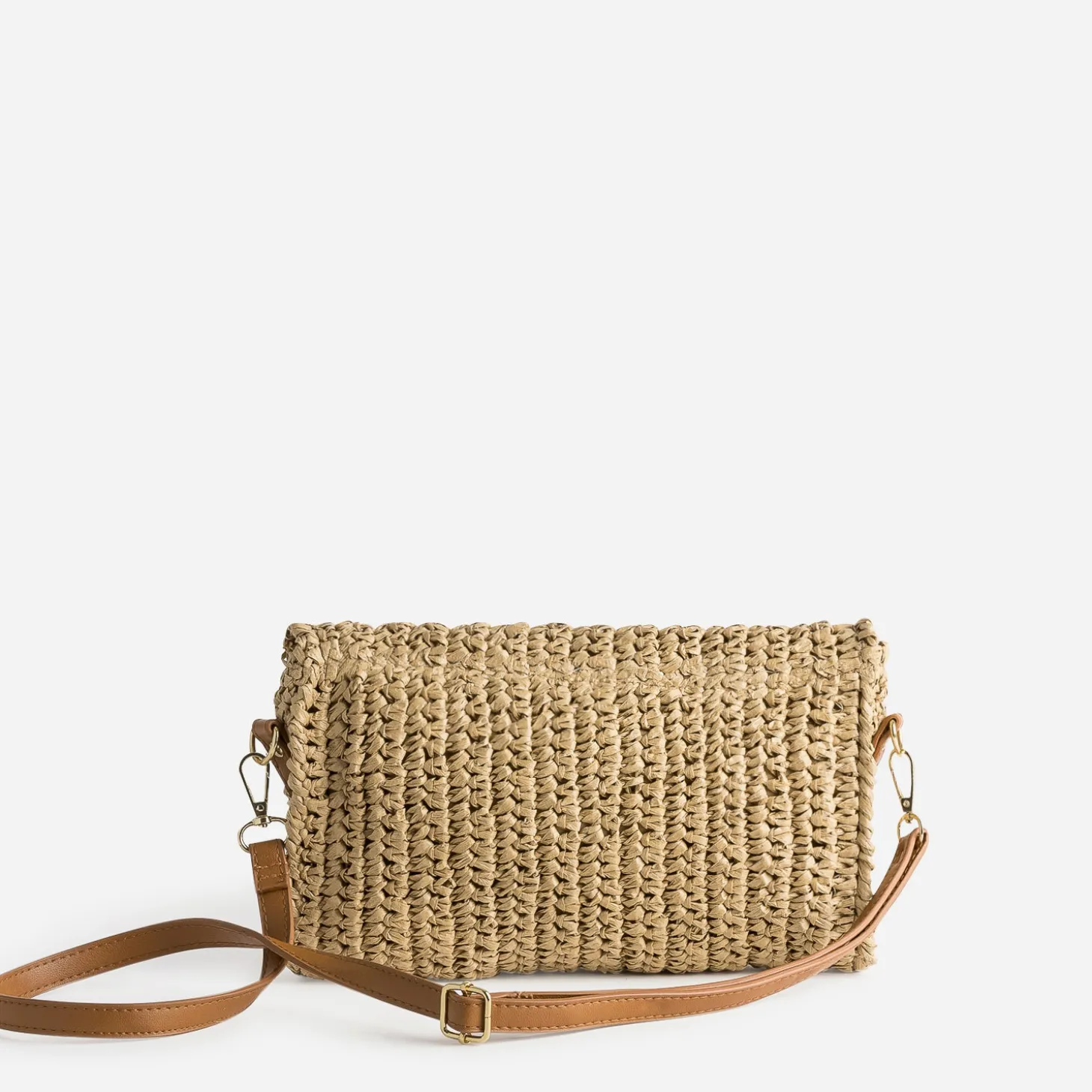 Pochette beige paille tressée