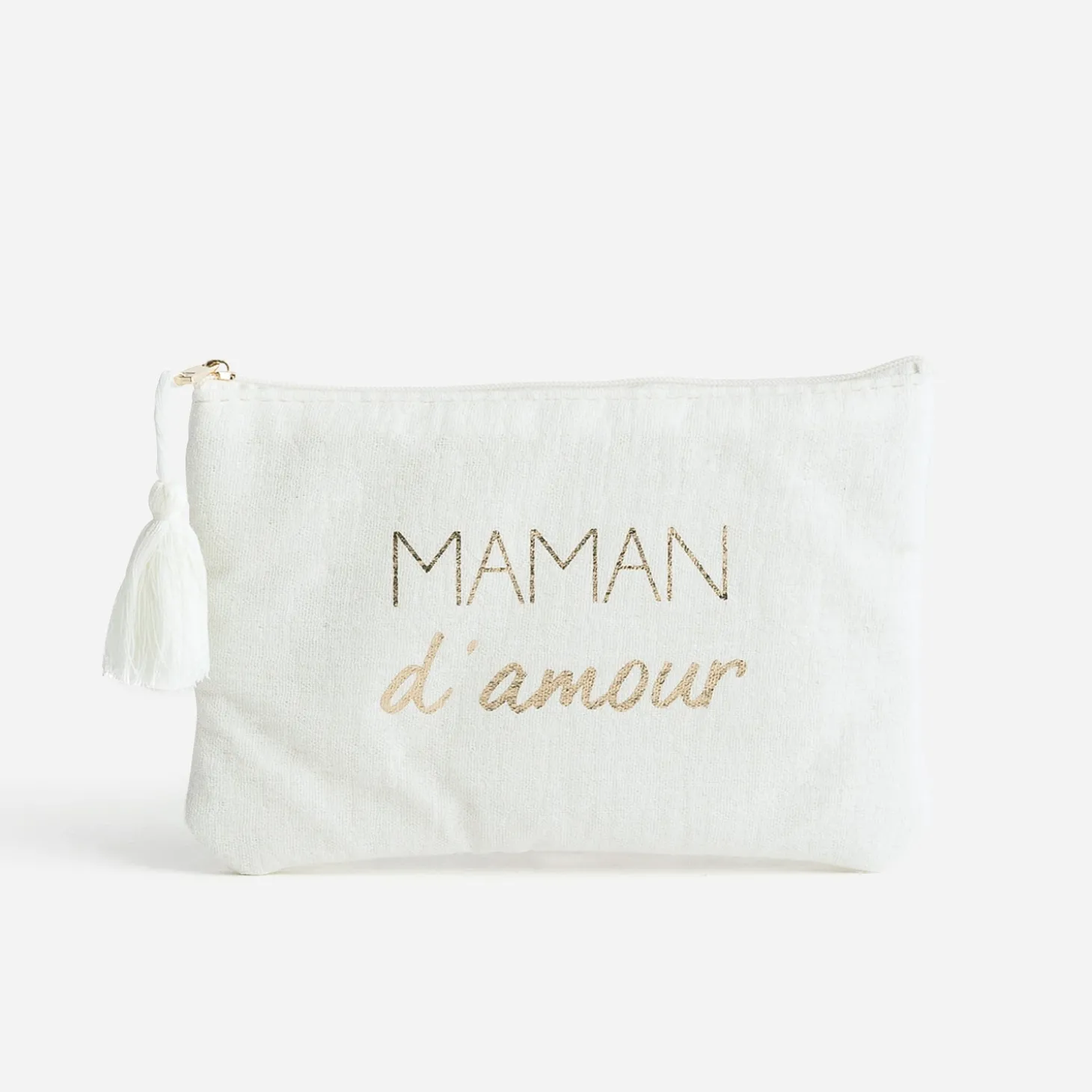 Pochette écrue à message doré