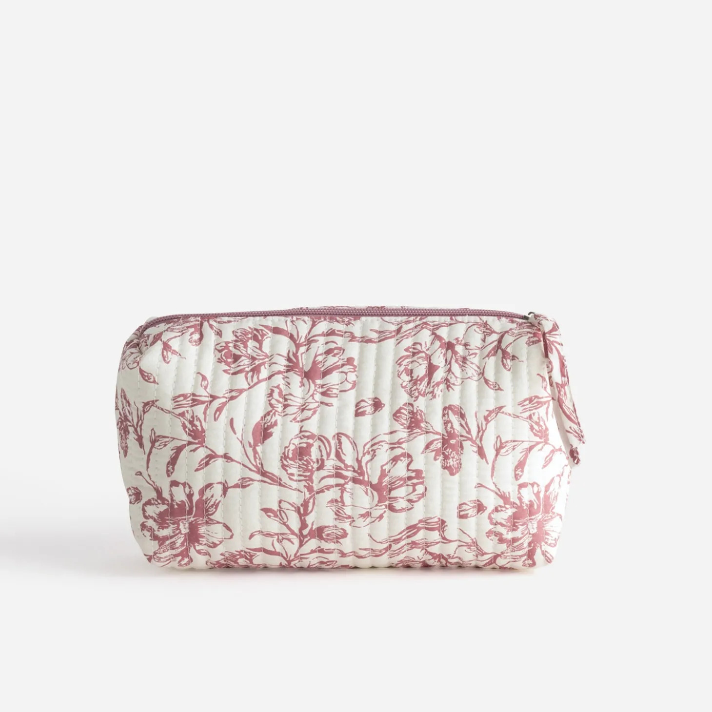 Pochette écrue motif fleurs roses