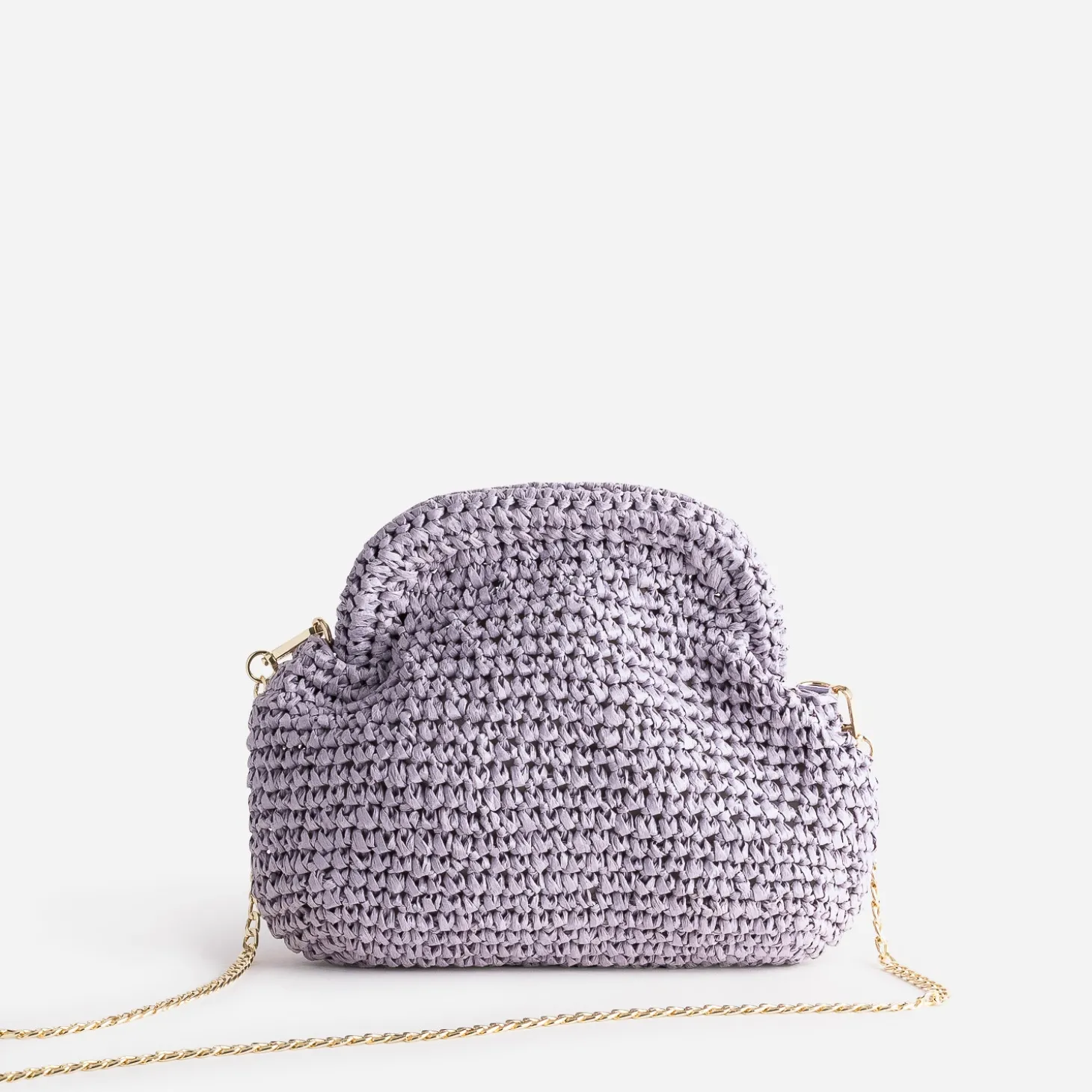 Pochette minaudière lilas en paille papier