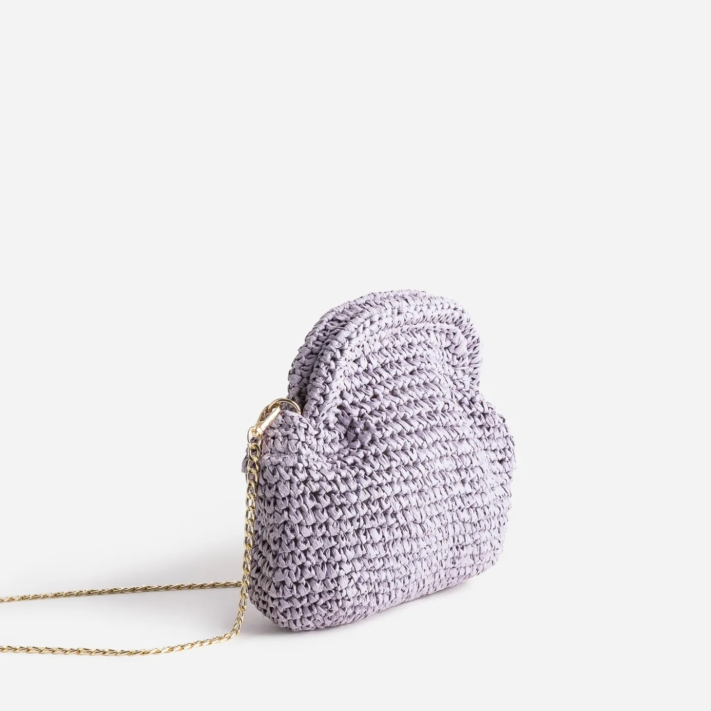 Pochette minaudière lilas en paille papier